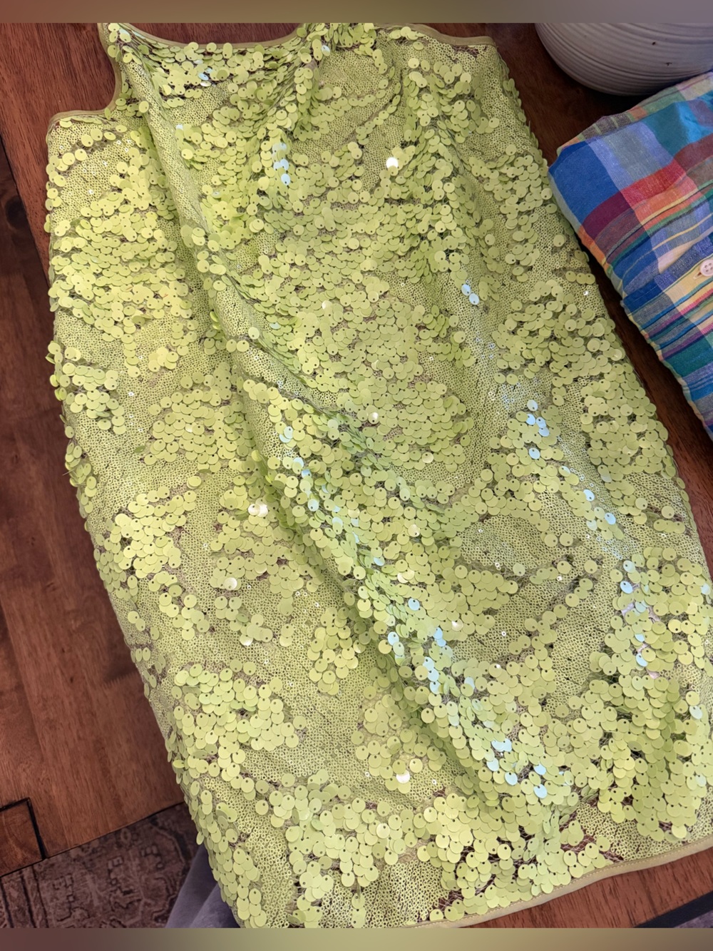 Topshop mixed sequin scoop cami mini dress in green - Picture 8 of 10
